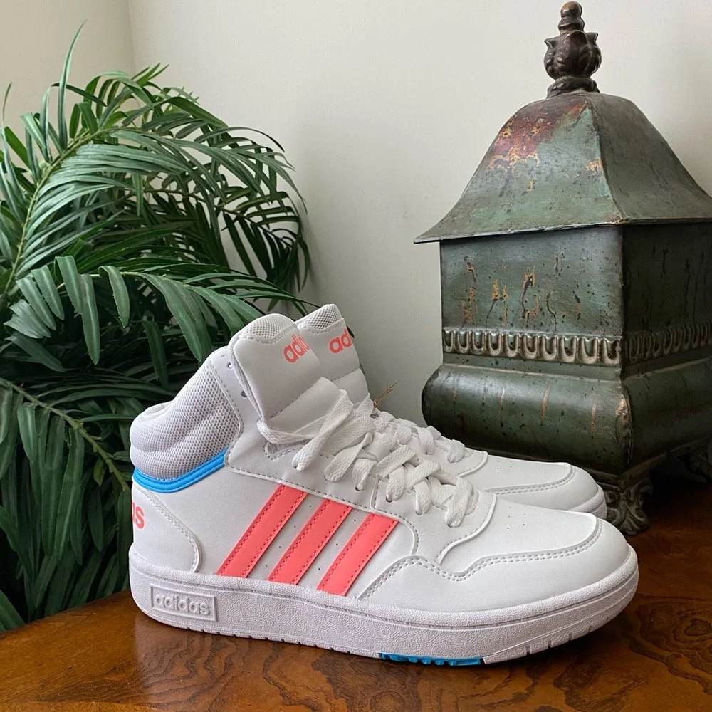 Adidas Hoops Mid 3.0 K White Pink Basketball Sneakers